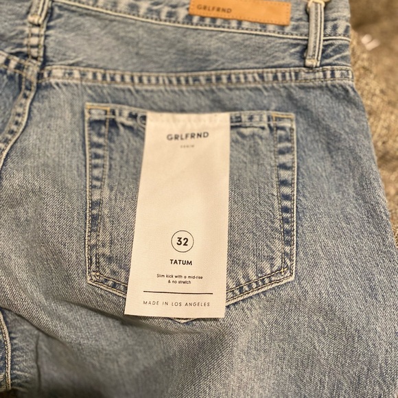 GRLFRND Tatum Raw Hem Straight Leg Jeans | 32 Color Late Night - Picture 5 of 6